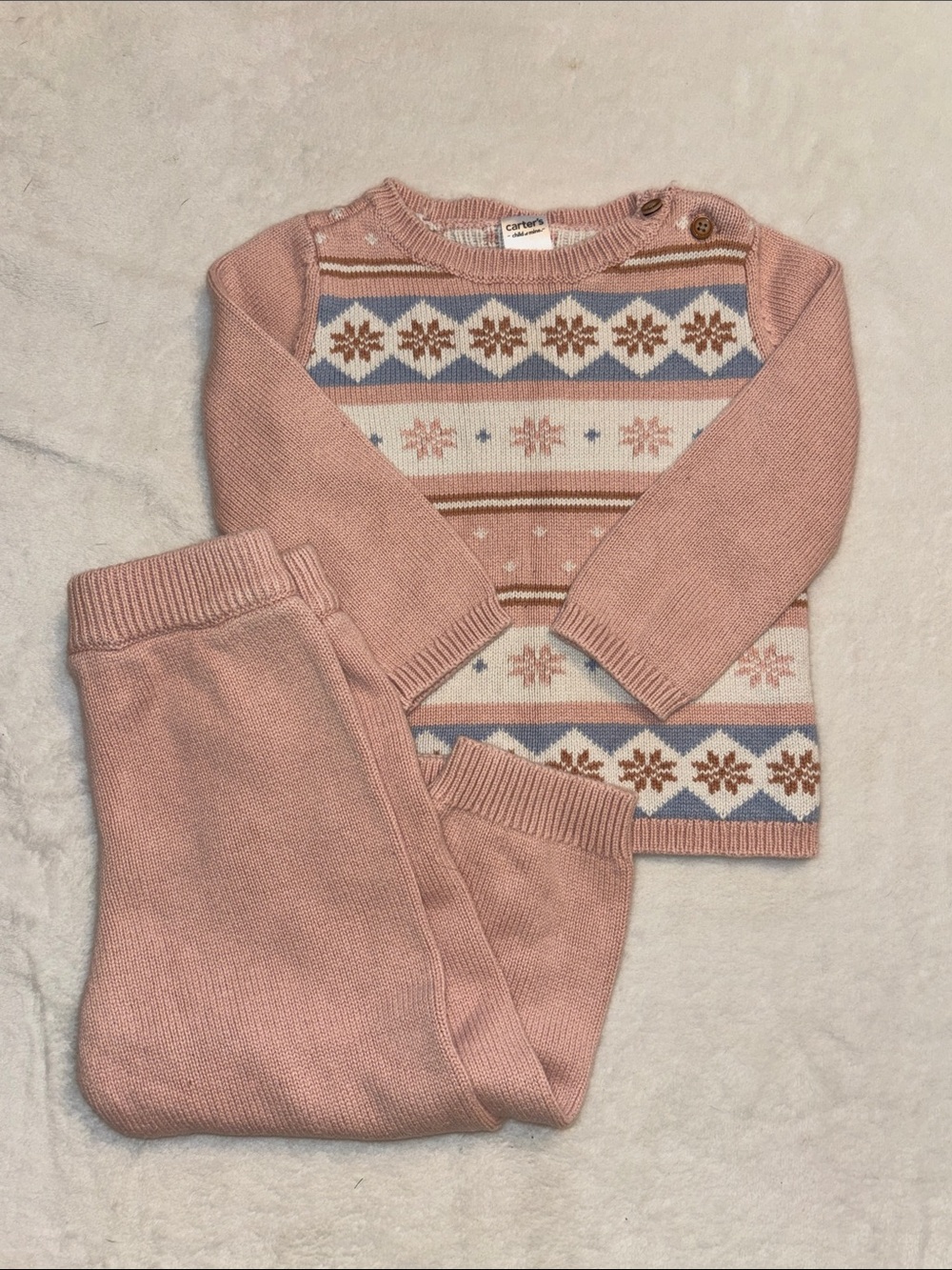 Carter's Blush Pink Knit Sweater & Pants Set 18 months baby girl clothing
